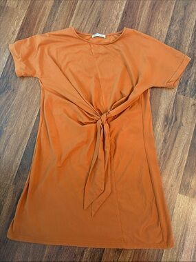 Tie-Front Mini Dress in Burnt Orange